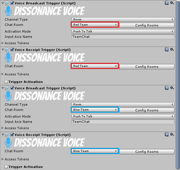 Example of team chat configuration