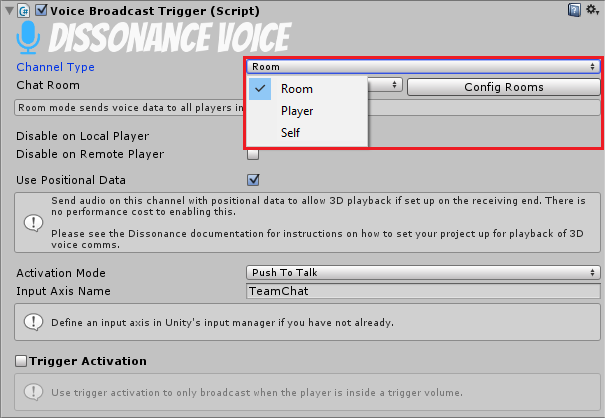 Target setting highlighted on broadcast trigger inspector