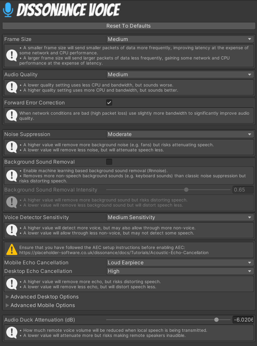 Voice Settings - Dissonance Voice Chat